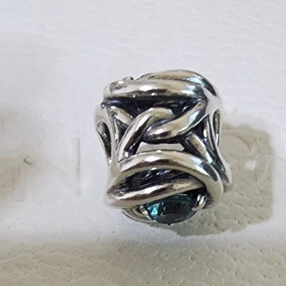 Pandora March Sea Aqua Blue Eternity Circle Charm - Picture 7 of 11